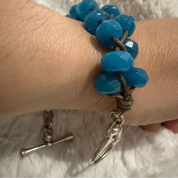 FOSSIL BRAIDED BLUE BEAD BRACELET WITH TOGGLE CLASP – 7.5” - Picture 6 of 17